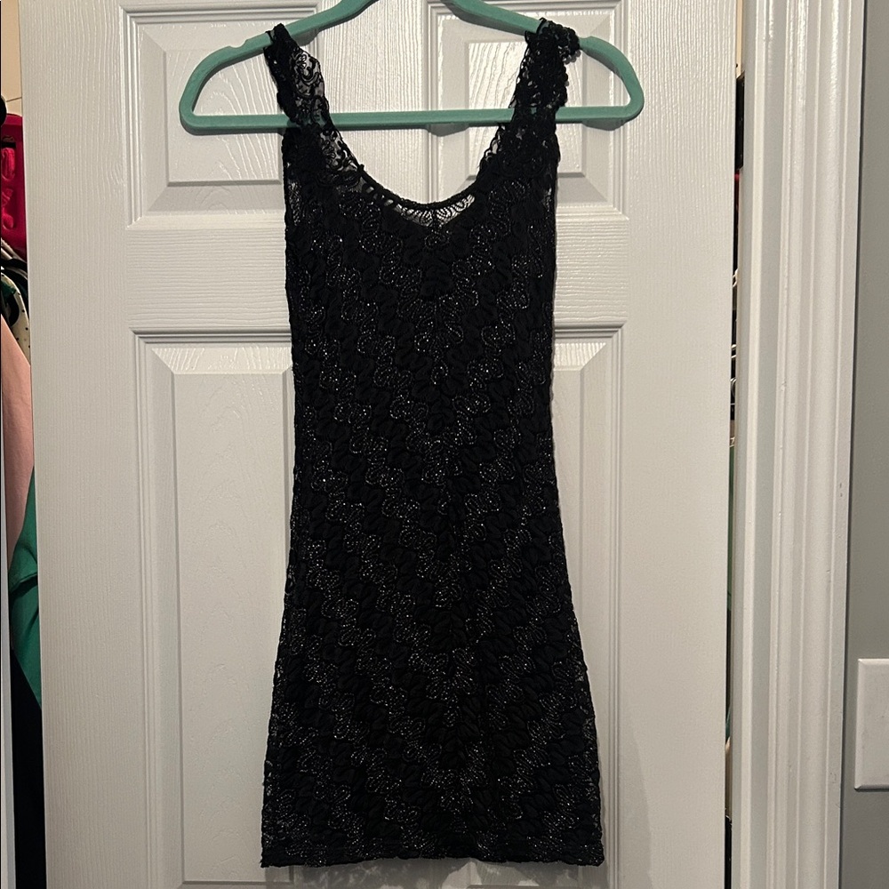 Free People Black Lace Mini Dress Sz XS